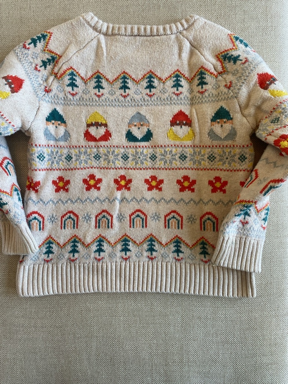Hanna Andersson Gnome Patterned Sweater - Cream, Red, Blue, Yellow - Picture 12 of 13
